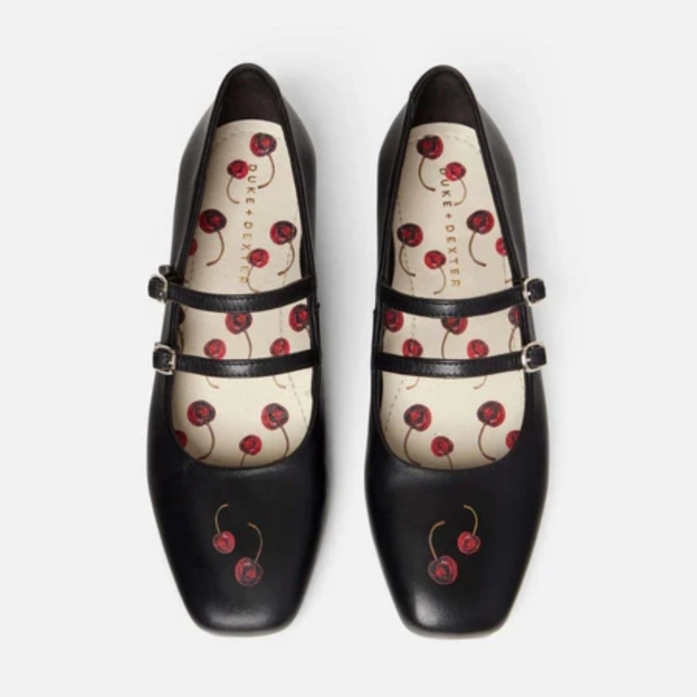 Duke + Dexter Anthropologie Nwob Ruby Cherry Black Mary Jane Shoes Sz 5 Uk 7 Us — image 5 of 8